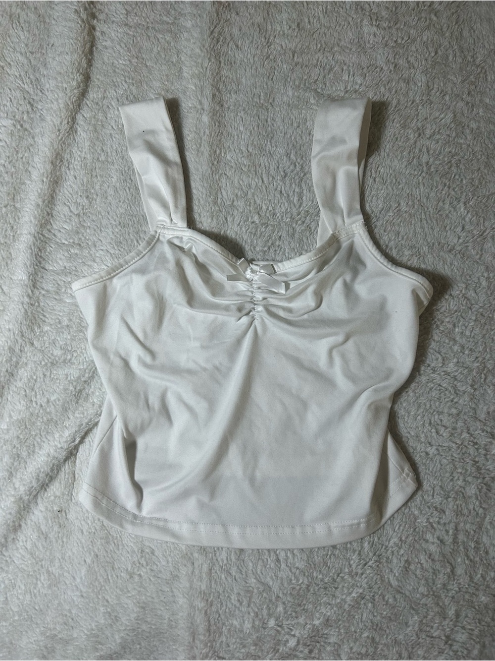SHEIN White Ruched Front Crop Tank